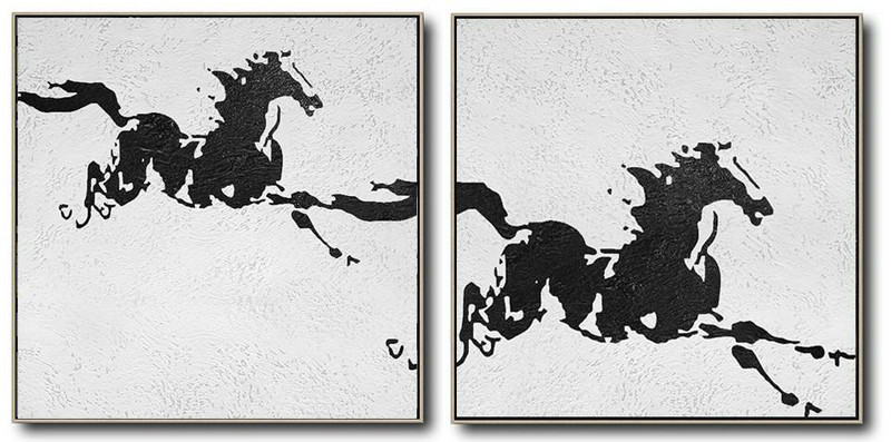 Extra Large 72" Acrylic Painting,Set Of 2 Minimal Painting On Canvas,Giant Canvas Wall Art #Z9Z1
